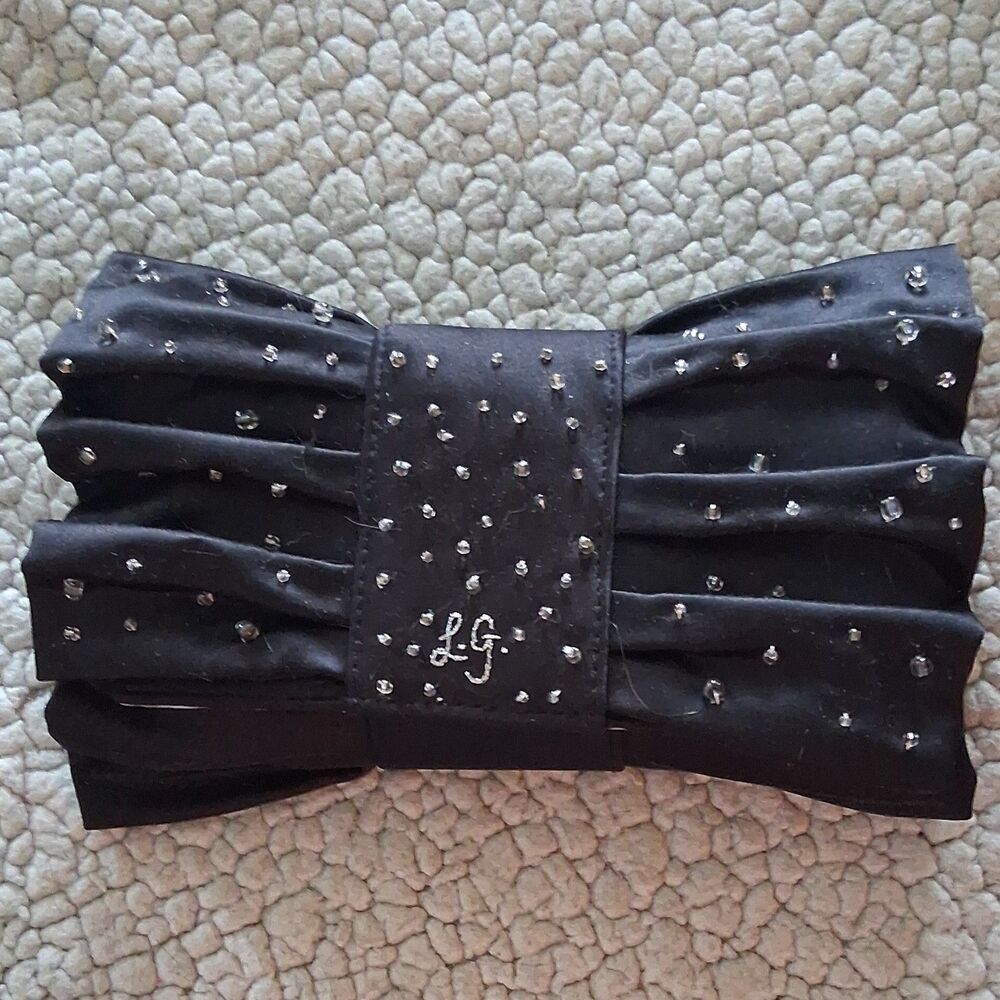 RARE Vintage Lulu Guiness Black Bow Clutch with Rhinestones